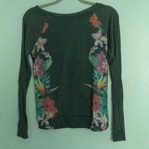 Floral side long sleeve shirt